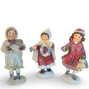Glittered Victorian Figurines Lot of 3